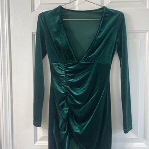 Elegant Green Velvet Dress